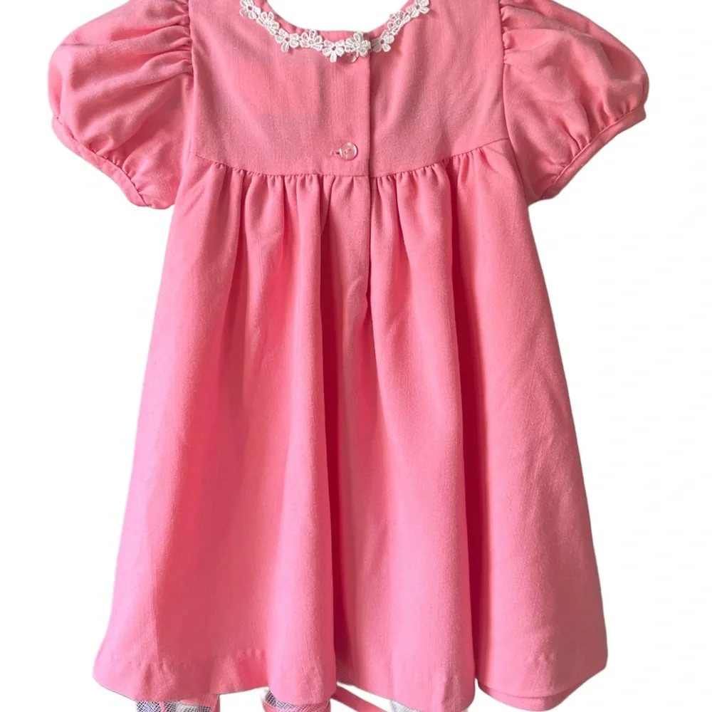 Rare Editions Toddler Light Coral Short Puff Sleeve Dress Sz 24 Mo